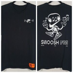 Nike NSW T-Shirt Sportswear Swoosh FM Logo Tee Men's Medium Black Cotton FZ5406